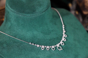 LUOWEND 18K White Gold Real Natural Diamond Necklace for Women