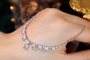LUOWEND 18K White Gold Real Natural Diamond Necklace for Women