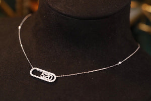 LUOWEND 18K White Gold Real Natural Diamond Pendant Necklace for Women