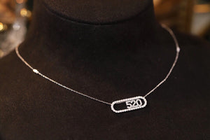 LUOWEND 18K White Gold Real Natural Diamond Pendant Necklace for Women