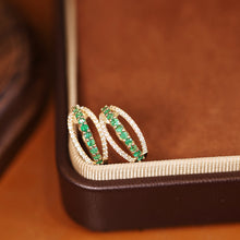 Load image into Gallery viewer, LUOWEND 18K Yellow Gold Fine Jewelry Natural Emerald Earrings for Women
