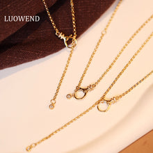 Load image into Gallery viewer, LUOWEND 18K Yellow Gold Real Natural Diamond Necklace for Women
