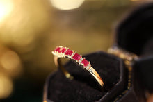 Load image into Gallery viewer, LUOWEND 18K Yellow Gold Real Natural Diamond and Ruby Ring for Women
