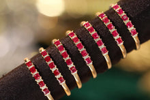Load image into Gallery viewer, LUOWEND 18K Yellow Gold Real Natural Diamond and Ruby Ring for Women
