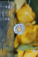 Load image into Gallery viewer, LUOWEND 18K White Gold Real Natural Yellow Diamond Pendant Necklace for Women
