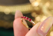 Load image into Gallery viewer, LUOWEND 18K Yellow Gold Real Natural Diamond and Ruby Ring for Women
