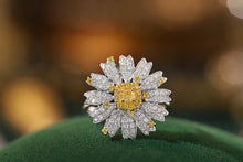 Load image into Gallery viewer, LUOWEND 18K White Gold Real Natural Yellow Diamond Ring for Women
