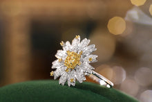 Load image into Gallery viewer, LUOWEND 18K White Gold Real Natural Yellow Diamond Ring for Women
