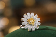 Load image into Gallery viewer, LUOWEND 18K White Gold Real Natural Yellow Diamond Ring for Women
