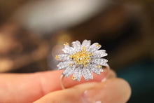 Load image into Gallery viewer, LUOWEND 18K White Gold Real Natural Yellow Diamond Ring for Women
