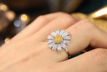 Load image into Gallery viewer, LUOWEND 18K White Gold Real Natural Yellow Diamond Ring for Women
