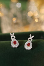 Load image into Gallery viewer, LUOWEND 18K White Gold Real Natural Diamond and Ruby Earrings for Women
