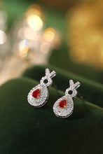Load image into Gallery viewer, LUOWEND 18K White Gold Real Natural Diamond and Ruby Earrings for Women
