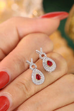 Load image into Gallery viewer, LUOWEND 18K White Gold Real Natural Diamond and Ruby Earrings for Women
