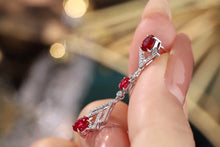 Load image into Gallery viewer, LUOWEND 18K White Gold Real Natural Diamond and Ruby Earrings for Women
