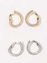Load image into Gallery viewer, LUOWEND 18K White or Yellow Gold Natural Diamond Earrings for Women
