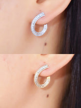 Load image into Gallery viewer, LUOWEND 18K White or Yellow Gold Natural Diamond Earrings for Women
