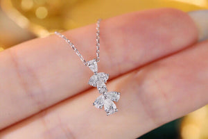 LUOWEND 18K White Gold Real Natural Diamond Pendant Necklace for Women