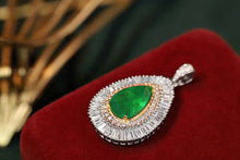 Load image into Gallery viewer, LUOWEND 18K White&amp;Yellow Gold Real Natural Diamond and Emerald Necklace for Women
