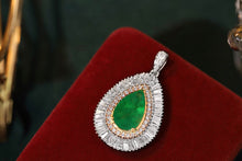 Load image into Gallery viewer, LUOWEND 18K White&amp;Yellow Gold Real Natural Diamond and Emerald Necklace for Women
