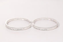 Load image into Gallery viewer, LUOWEND 18K White Gold Real Natural Diamond Hoop Earrings for Women

