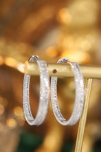 Load image into Gallery viewer, LUOWEND 18K White Gold Real Natural Diamond Hoop Earrings for Women
