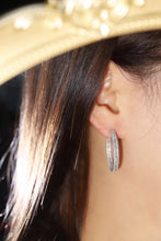 Load image into Gallery viewer, LUOWEND 18K White Gold Real Natural Diamond Hoop Earrings for Women
