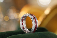 Load image into Gallery viewer, LUOWEND 18K White Gold  Real Natural Diamond and Ruby Ring for Women
