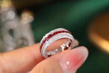 Load image into Gallery viewer, LUOWEND 18K White Gold  Real Natural Diamond and Ruby Ring for Women
