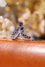 Load image into Gallery viewer, LUOWEND 18K White Gold Real Natural Diamond and Sapphire Ring for Women

