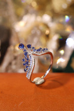 Load image into Gallery viewer, LUOWEND 18K White Gold Real Natural Diamond and Sapphire Ring for Women
