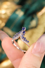 Load image into Gallery viewer, LUOWEND 18K White Gold Real Natural Diamond and Sapphire Ring for Women

