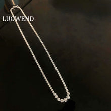 Load image into Gallery viewer, LUOWEND 100% Real 18K White Gold Necklace 3ct Real Natural Diamond 40cm Tennis Chain Necklace for Women Party
