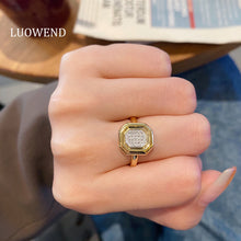 Load image into Gallery viewer, LUOWEND 18K Yellow Gold Real Natural Diamond Ring for Women
