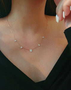 LUOWEND 18K White/Yellow/Rose Gold Natural Diamond Necklace for Women