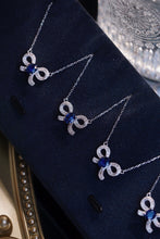 Load image into Gallery viewer, LUOWEND 18K White Gold Real Natural Diamond and Sapphire Necklace for Women
