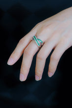 Load image into Gallery viewer, LUOWEND 18K White Gold Natural Diamond and Emerald Ring for Women
