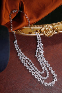 LUOWEND 18K White Gold Real Natural Diamond Necklace for Women