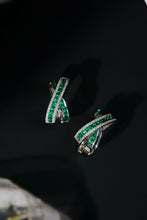 Load image into Gallery viewer, LUOWEND 18K White Gold Natural Diamond and Emerald Ring for Women
