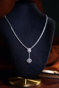 LUOWEND 18K White Gold Real Natural Diamond Necklace for Women