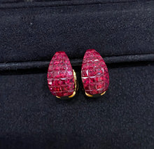 Load image into Gallery viewer, LUOWEND 18K Yellow Gold Natural Ruby Earrings for Women
