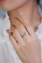 Load image into Gallery viewer, LUOWEND 18K White Gold Natural Yellow Diamond Ring for Women
