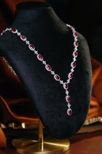 Load image into Gallery viewer, LUOWEND 18K White Gold Real Natural Diamond and Ruby Necklace for Women
