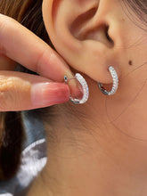 Load image into Gallery viewer, LUOWEND 18K White or Yellow Gold Real Natural Diamond Hoop Earrings for Women
