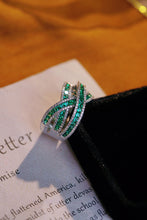 Load image into Gallery viewer, LUOWEND 18K White Gold Real Natural Diamond Natural Emerald Ring for Women
