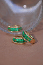 Load image into Gallery viewer, LUOWEND 18K Yellow Gold Real Natural Diamond Natural Emerald Ring for Women
