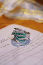 Load image into Gallery viewer, LUOWEND 18K White Gold Real Natural Diamond Natural Emerald Ring for Women
