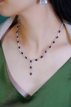 Load image into Gallery viewer, LUOWEND 18K White Gold Real Natural Diamond and Ruby Necklace for Women
