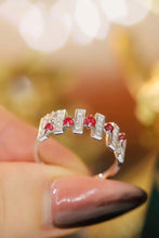 Load image into Gallery viewer, LUOWEND 18K White Gold Real Natural Diamond and Ruby Ring for Women
