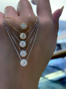 LUOWEND 18K White/Yellow Gold Natural Diamond Necklace for Women